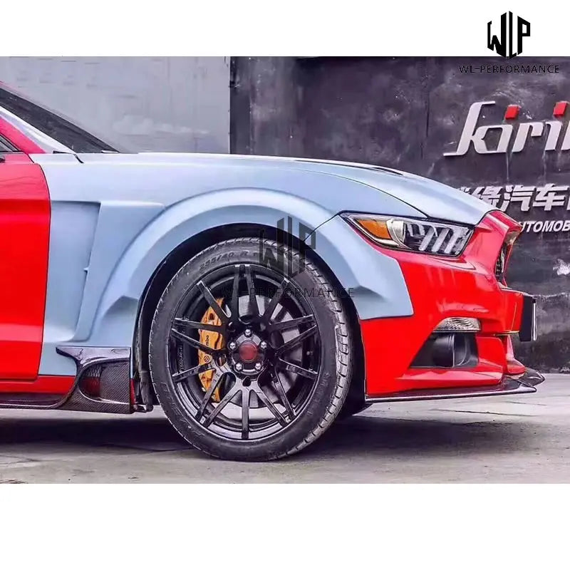 CF+ FRP Unpainted Wide Car body kit Front Lip Rear diffuser Engine hood For Ford Mustang KylinTotem style Car styling 15-17