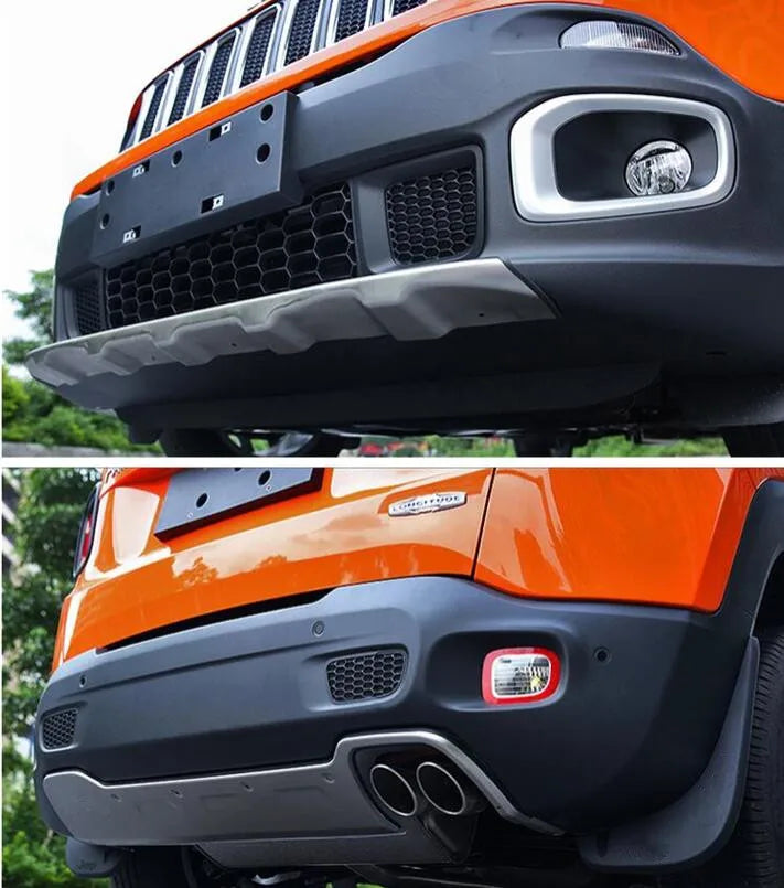 Stainless steel Front Lip Bumper & Rear Diffuser Protector Guard Skid Plate Cover For Jeep Renegade 2015 2016 2017 2018 2019