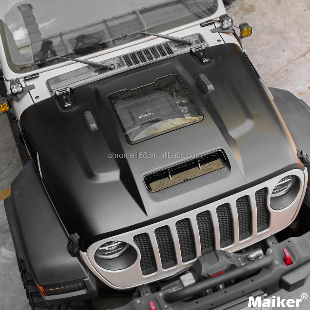 Maiker Space Capsule Engine Hood Cover for Jeep Wrangler JK JL JT Engine Bonnet Cover Offroad Hood For Gladiator