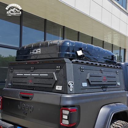 Manganese steel Hard Aluminum alloy Factory Customized 4x4 Pick Up Truck Bed Canopy Topper With Window For Jeep Gladiator