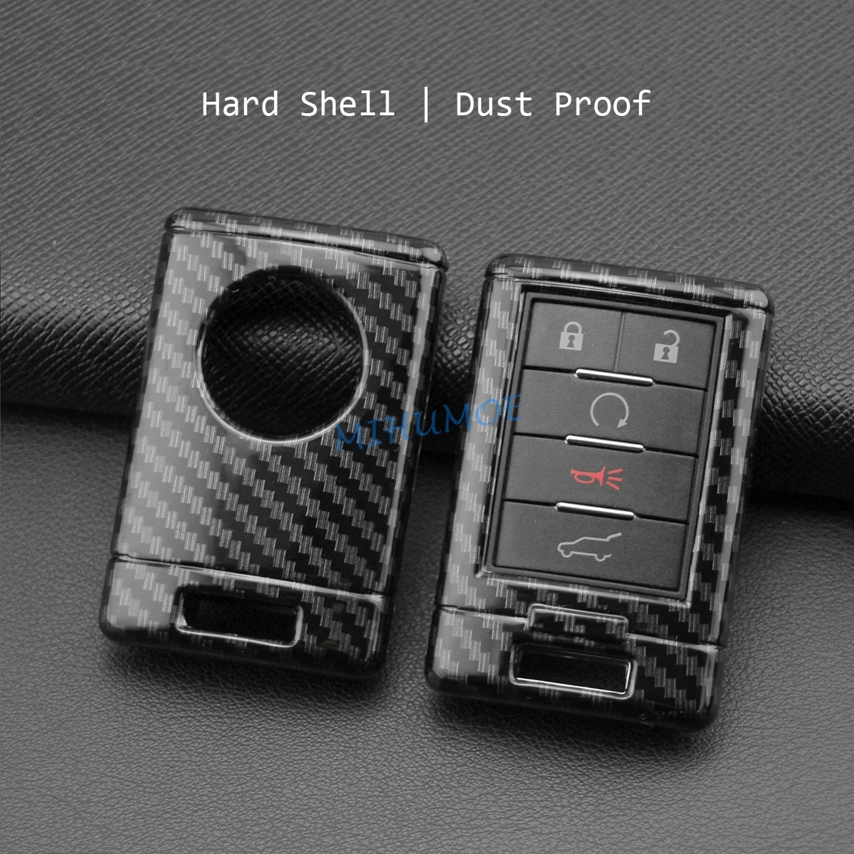 Carbon Fiber Car Key Fob Cover Case Chain Ring Holder For Cadillac DTS STS CTS SRX XTS ATS Corvette Escalade