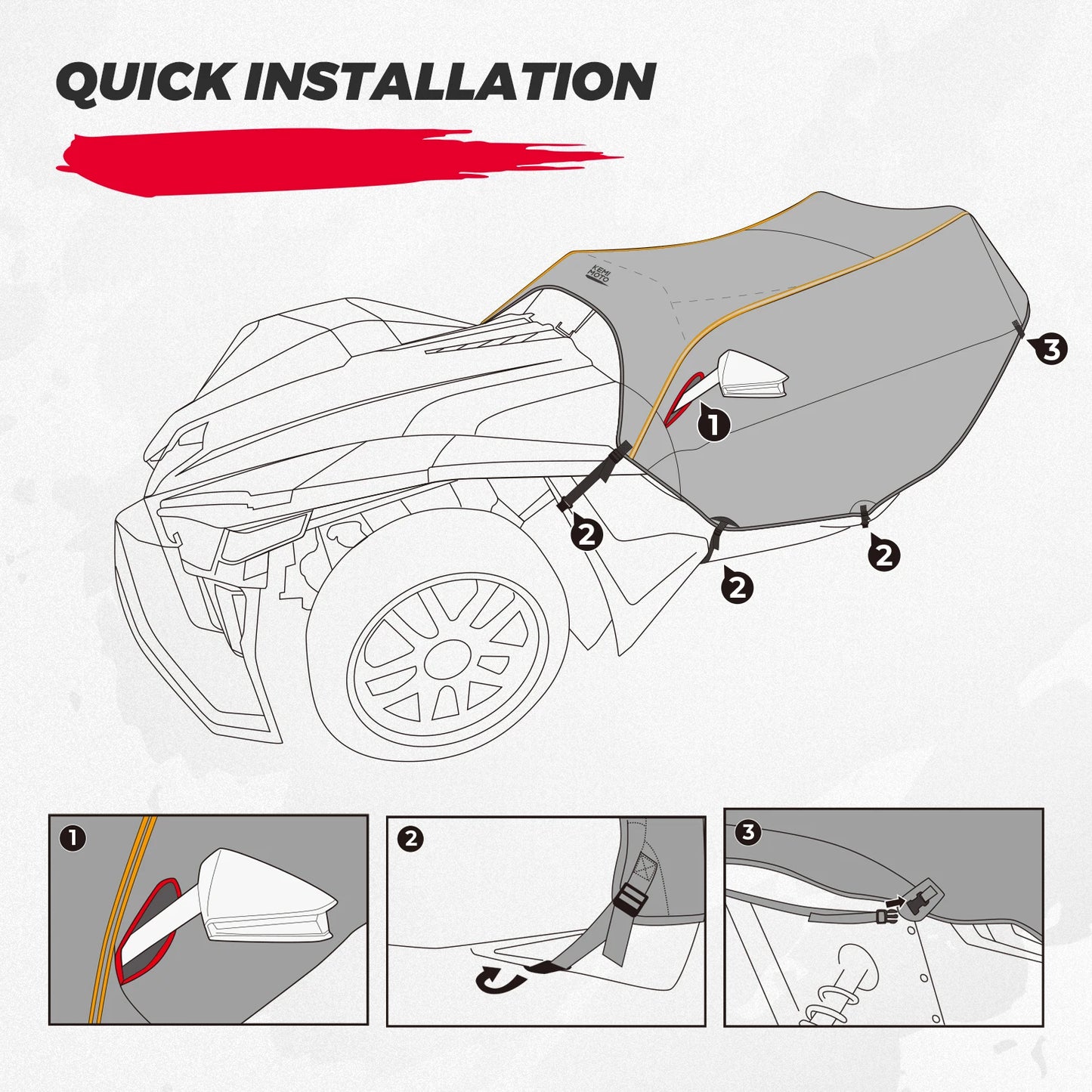 KEMIMOTO 420D Half Cover Cockpit Cover Compatible with Polaris Slingshot 2015-2023 w/ Windshield, UV Protect Dustproof Snowproof