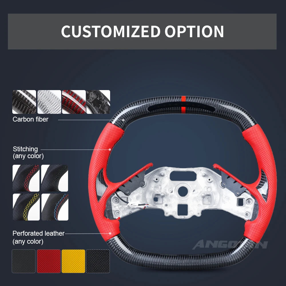 Sports Racing Fit For Chevrolet Corvette C8 2018-2020 100% Orange Carbon Fiber Steering Wheel C6 C7 z06 zr1