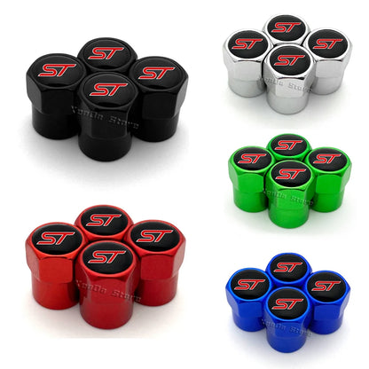 4PCS Car Wheel Tire Valve Stem Caps Airtight Cover For Ford ST Line Focus Fiesta Tyre Accessories