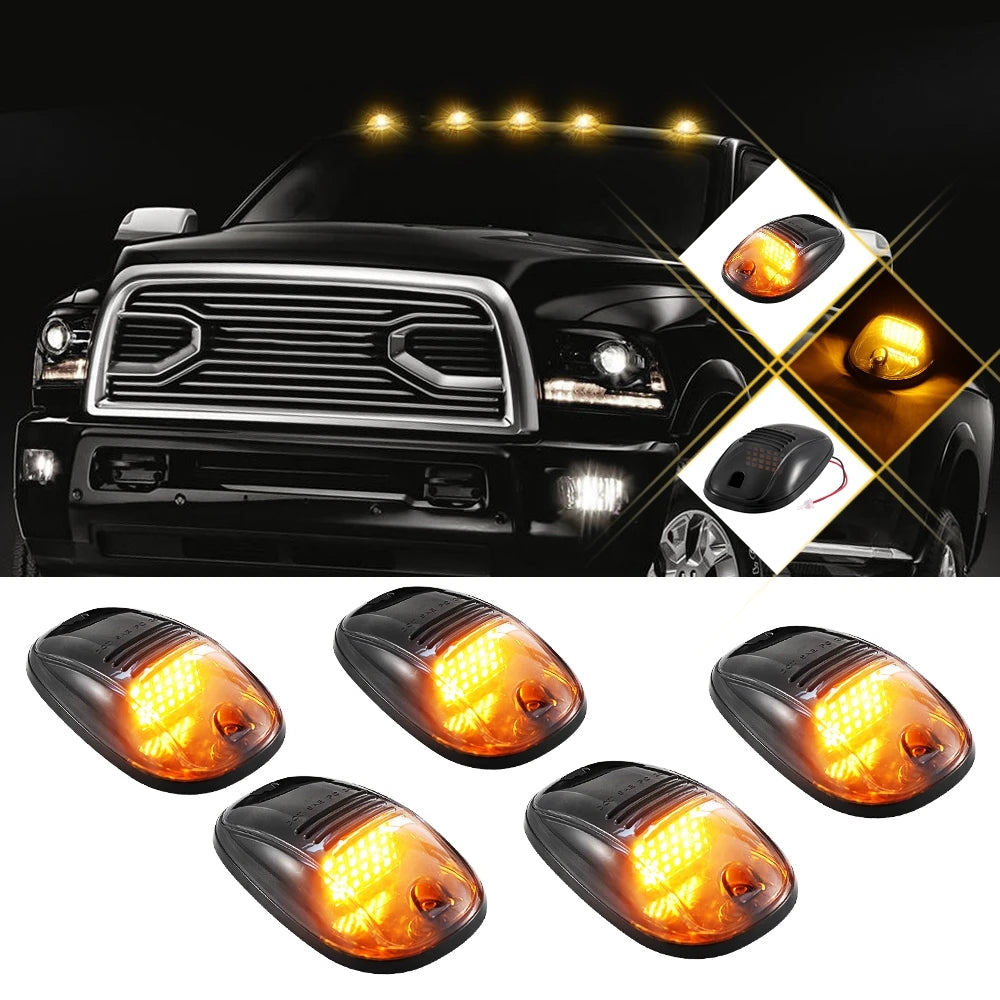 Universal 5pcs White Yellow LED Cab Marker Light Lamp for Dodge Ram Pickup Trucks Car SUV Off Road