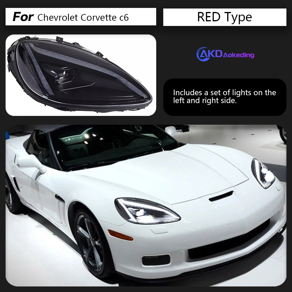 Car Lights for Chevrolet Corvette ZR1 LED Headlight 2005-2015 C6 Head Lamp Drl Projector Lens Automotive Accessories