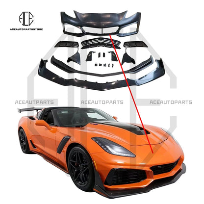 C7 ZR1 Style For Chevrolet Corvette Body Kit Front Bumper Front Lip Retrofit PP Plastic