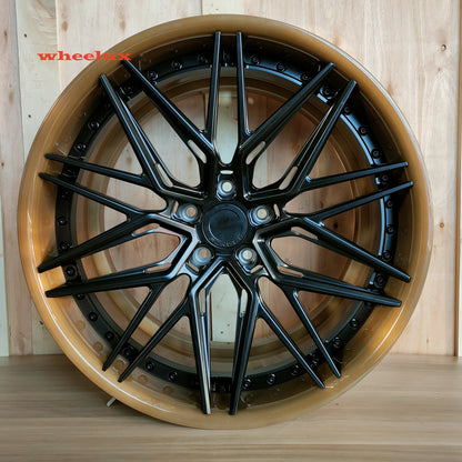 Custom 5x120 drawn bronze  2-Pc Forged Wheel 19 20 21 22 Inch Car Sport Rims Alloy Wheels  For Corvette C8 C7 ZR1 Z06 C6 C5 rims