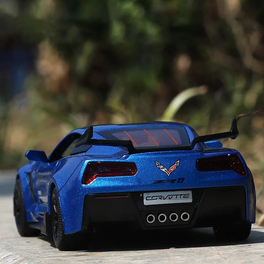 1:32 Corvette ZR1 Supercar Model Car Alloy Car Sound and light Simulation Pull Back Vehicles Cars Toys Birthday gift