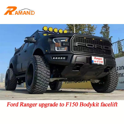 Ranger T6 T7 T8 modified to F150 2021 bodykit with STEEL ROLL BAR With Field War Gun shape Ranger to F150 facelift body kit