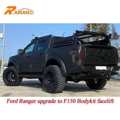 Ranger T6 T7 T8 modified to F150 2021 bodykit with STEEL ROLL BAR With Field War Gun shape Ranger to F150 facelift body kit