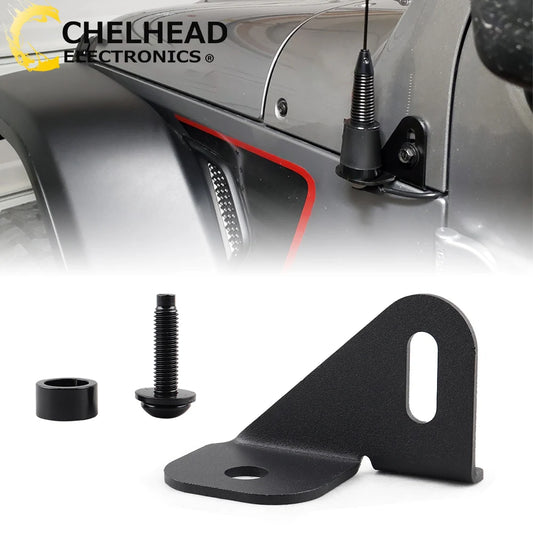 Left Side Hood CB Antenna Radio Mount Bracket Holder for Jeep Gladiator JT Wrangler JK JL TJ 2007-2024