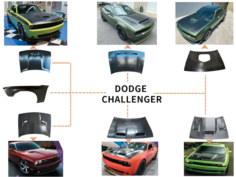 Whole Sale Car Body Metal Parts Demon Style Aluminum Engine Hood for  Dodge Challenger 2015-22