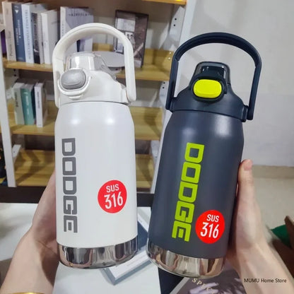 DODGE 950ml/1200ml Stainless Steel Thermos Water Bottle Portable Large Capacity Tumbler Thermos Bottle Sport Insulated Cup