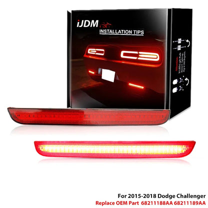 iJDM Car Taillight Rear Bumper Reflector Light Assemblies For 2015-2013 Dodge Challenger Function as Tail or Rear Fog Lights