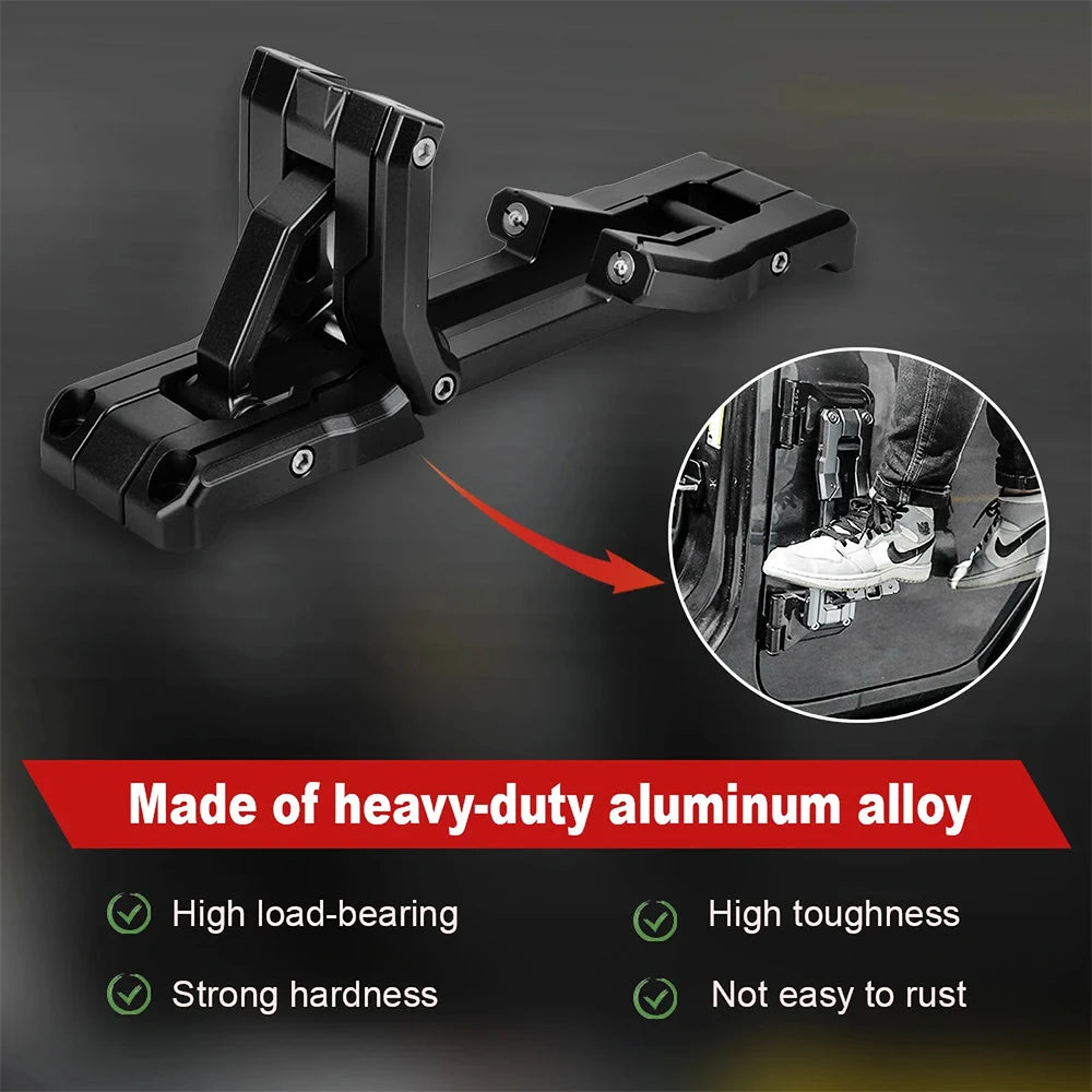 For Jeep Wrangler 2007-2018 JK JKU 2018-2020 JL JLU Door Hinge Step Aluminum Folding Foot Pedal Compatible