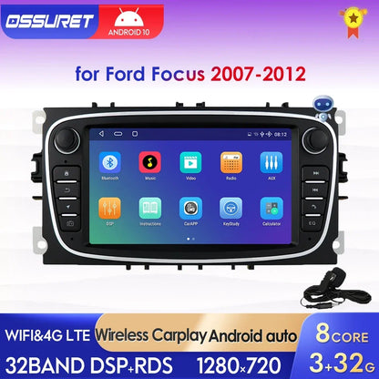 Android Car Auto Radio for Ford Focus 2 Mondeo S MAX C Mondeo Galaxy Transit Connect 2010 Kuga Car Stereo Multimedia Audio WIFI