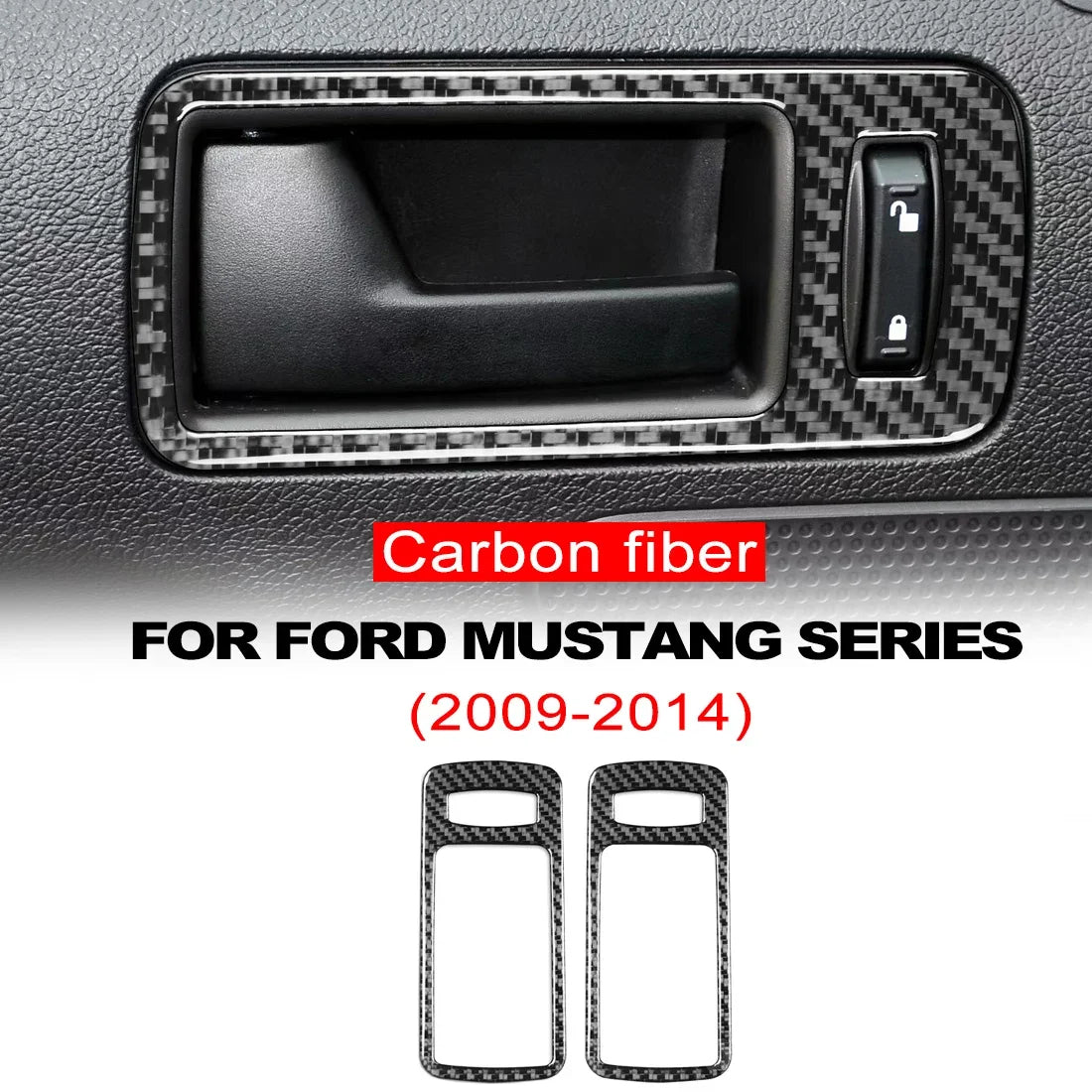 Car Door Handle Bowl Sticker Decal Carbon Fiber Interior Trim Cover for Ford Mustang 2009 2010 2011 2012 2013 2014 Accessories