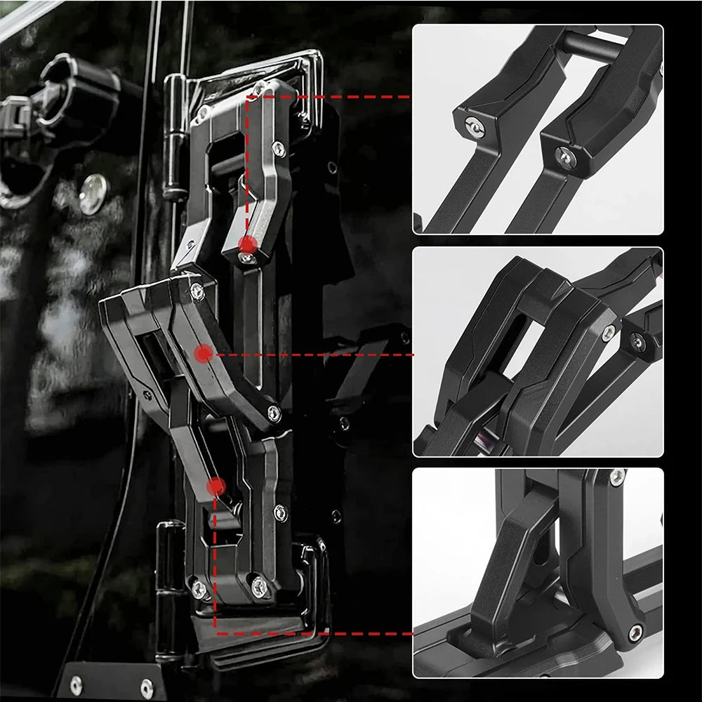 For Jeep Wrangler 2007-2018 JK JKU 2018-2020 JL JLU Door Hinge Step Aluminum Folding Foot Pedal Compatible