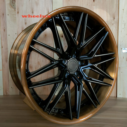 Custom 5x120 drawn bronze  2-Pc Forged Wheel 19 20 21 22 Inch Car Sport Rims Alloy Wheels  For Corvette C8 C7 ZR1 Z06 C6 C5 rims