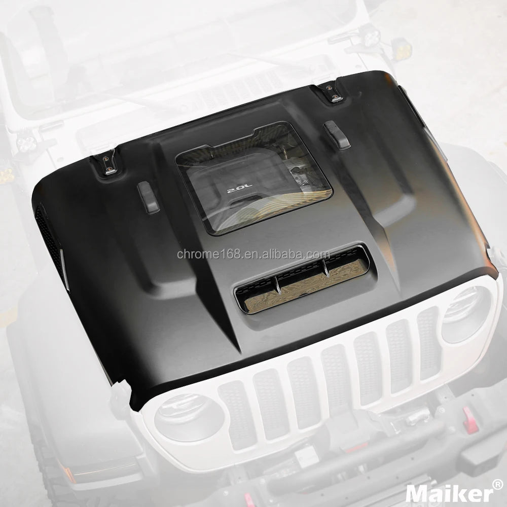 Maiker Space Capsule Engine Hood Cover for Jeep Wrangler JK JL JT Engine Bonnet Cover Offroad Hood For Gladiator