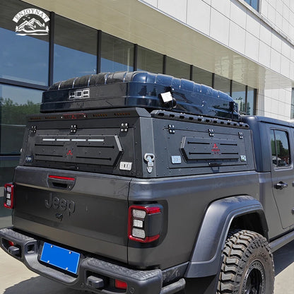 Manganese steel Hard Aluminum alloy Factory Customized 4x4 Pick Up Truck Bed Canopy Topper With Window For Jeep Gladiator