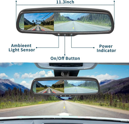 iPoster 4.3 Inch LCD Car Rear View Mirror Monitor with No1 Bracket OEM Style Reversing Camera For Toyota Jeep Ford Nissan Honda