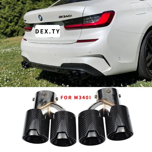 For BMW 2021 2022 2023 G23 M440i G20 G21 M340i G42 M240i Black 4 Outlet Carbon Fiber Exhaust Tip