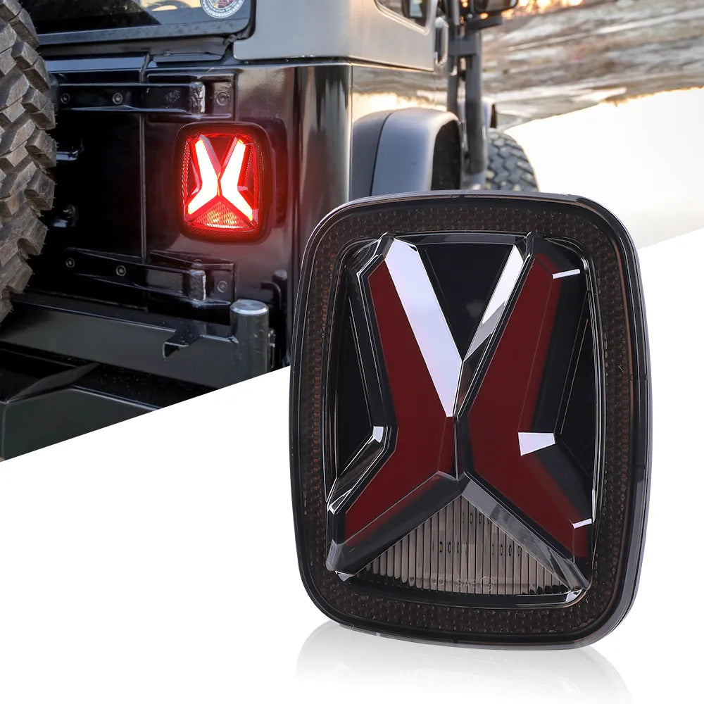 Upgrade"X"Shape Design Smoked Lens 12V LED Tail Lights For Jeep Wrangler CJ TJ YJ 1998-2006 Universal 30w Modified Rear Taillamp