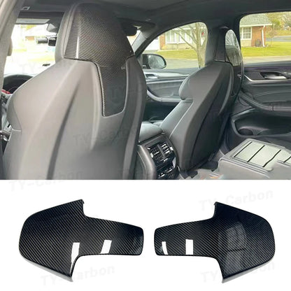 Real Carbon Fiber Car Inner Seat Back Covers Trims For BMW G80 M3 F91 F92 F93 M8 F97 X3M F98 X4M 2020+ Back Seat Shell Trim