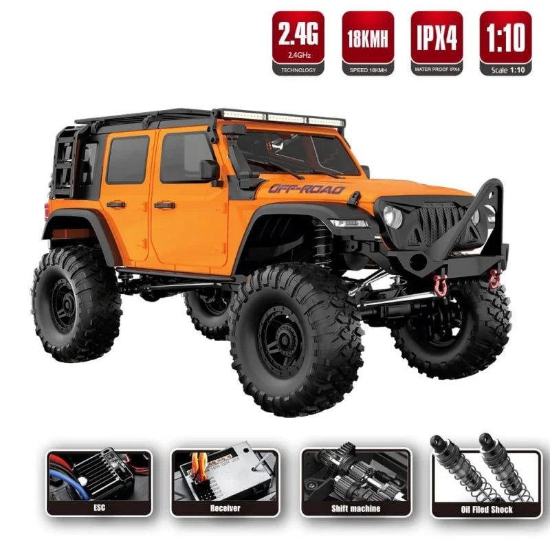 Upgraded Version 1:10 R1011 Wrangler Full-scale Remote Control Model Car Simulation High-speed Off-road Climb RC Cars Toys Gifts