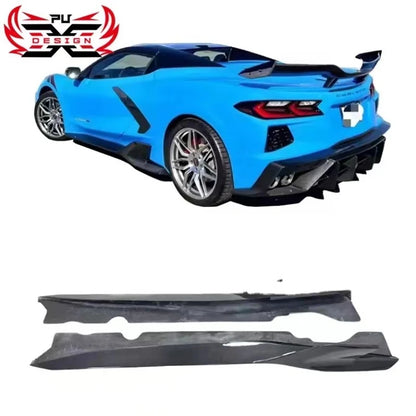 Dry Carbon Fiber A-D Style For Chevrolet Corvette C8 Side Skirts Bumpers Car Body Kit Accessories