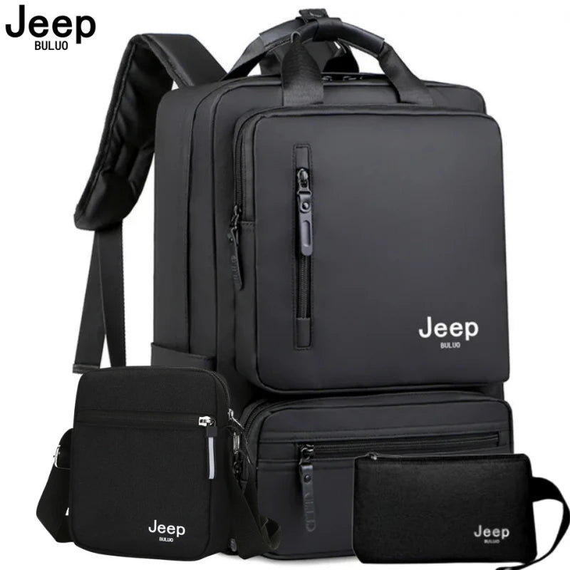 JEEP BULUO Trend Casual High Capacity Feature Backpack Computer New Men's Bag 15 inches Laptop Travel Nylon Bags For Man