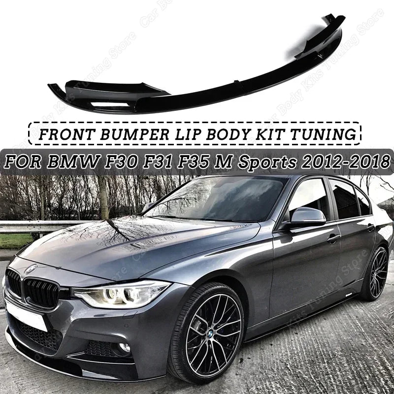 Car Front Bumper Splitter Lip Spoiler Diffuser Guard Body Kit For BMW F30 F31 F35 M Sports 2012-2018 Gloss Black Accessories