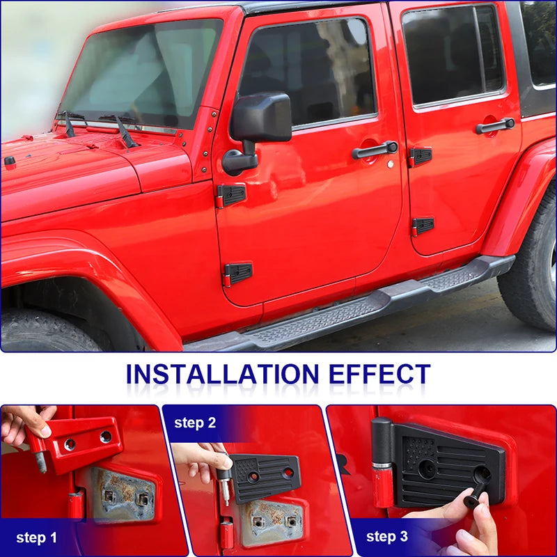 BAWA Aluminium Alloy U.S. Flag Door Side Hinges For Jeep Wrangler 2007-2017 Car Original Exterior Accessories