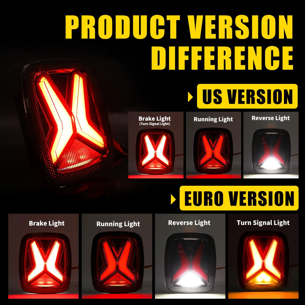 Upgrade"X"Shape Design Smoked Lens 12V LED Tail Lights For Jeep Wrangler CJ TJ YJ 1998-2006 Universal 30w Modified Rear Taillamp