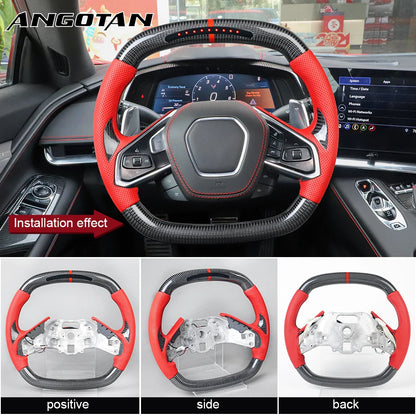 Sports Racing Fit For Chevrolet Corvette C8 2018-2020 100% Orange Carbon Fiber Steering Wheel C6 C7 z06 zr1