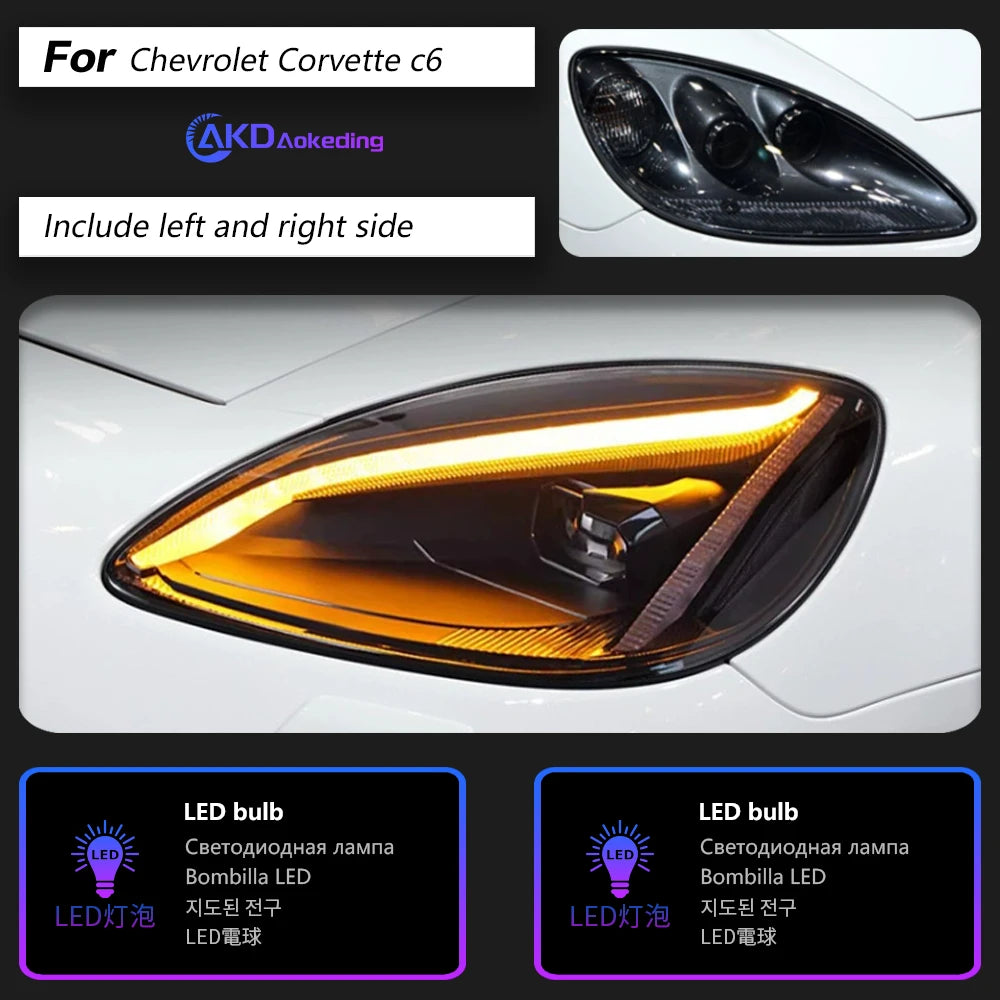 Car Lights for Chevrolet Corvette ZR1 LED Headlight 2005-2015 C6 Head Lamp Drl Projector Lens Automotive Accessories