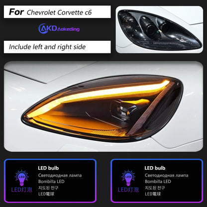 Car Lights for Chevrolet Corvette ZR1 LED Headlight 2005-2015 C6 Head Lamp Drl Projector Lens Automotive Accessories