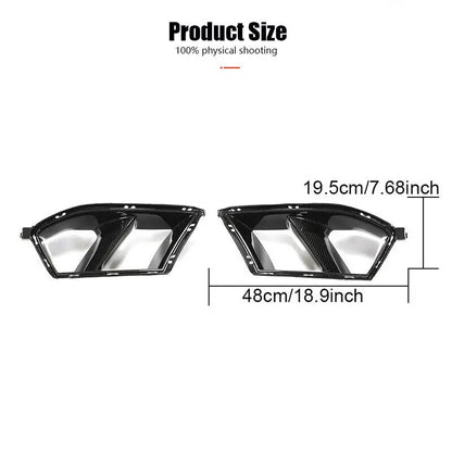 Front Bumper Side Air Vent Cover For BMW G80 M3 G82 G83 M4 2021-2024 Car Fog Cover Decorative Carbon Fiber Look Glossy Black