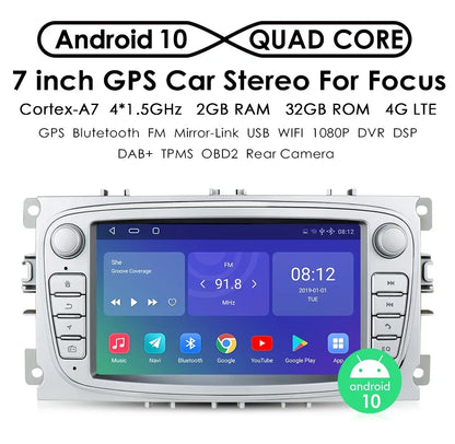 Android Car Auto Radio for Ford Focus 2 Mondeo S MAX C Mondeo Galaxy Transit Connect 2010 Kuga Car Stereo Multimedia Audio WIFI