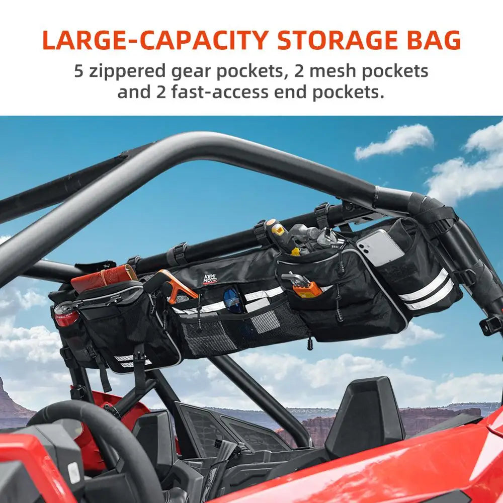 UTV Roll Cage Organizer Storage Bag Compatible with Polaris RZR 900 800 1000 XP Ranger 500 for Can am Maverick for Arctic Cat